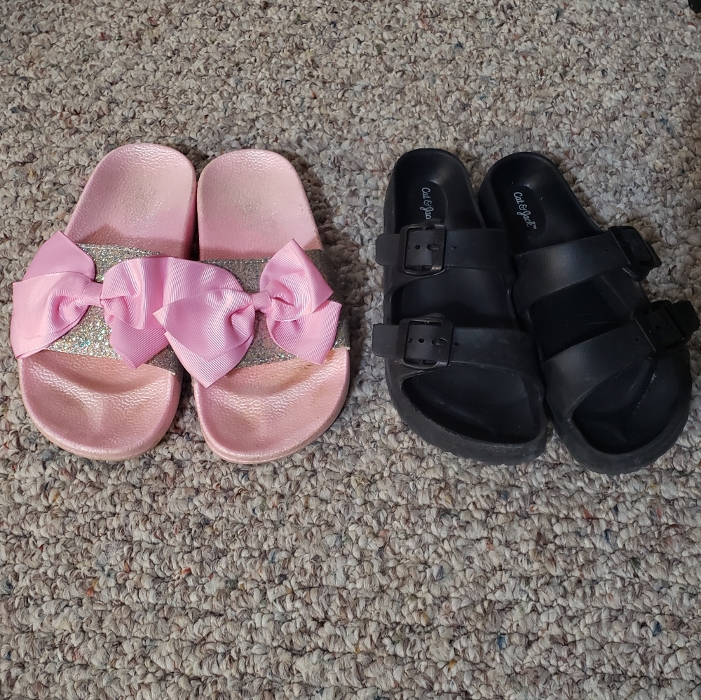Jojo Siwa and Cat & Jack slide sandles (both)